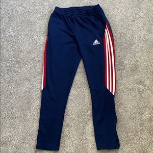 Red white and blue Adidas Joggers
